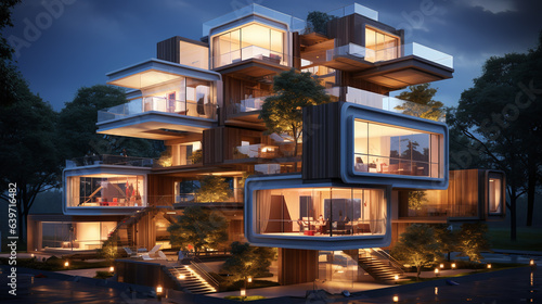 Futuristic concept design hotel building