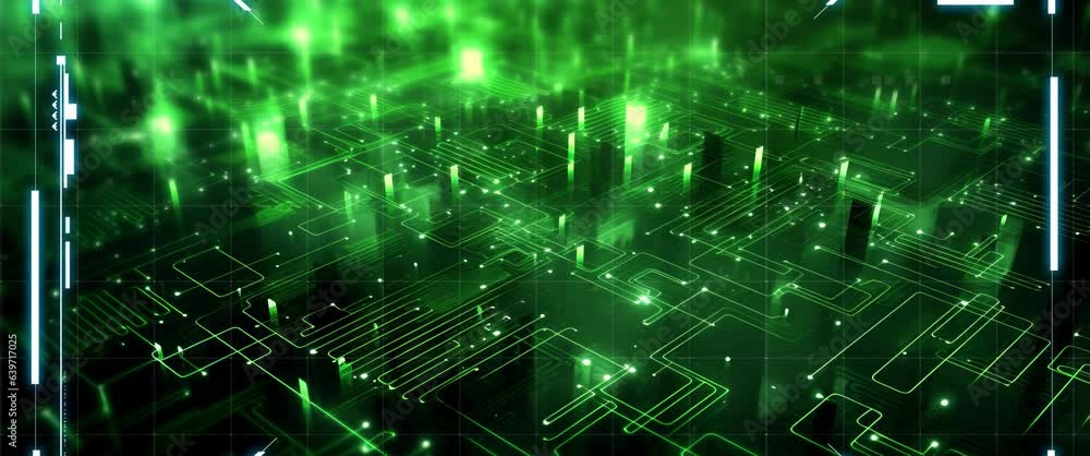 Anamorphic Video AI Artificial Intelligence with Green Electrical Circuits Looping Animation Anamorphic Video AI Artificial Intelligence with Green Electrical Circuits Looping Animation