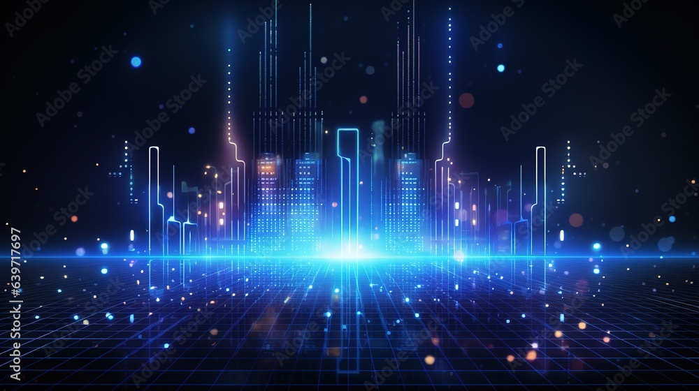 Digital Cityscape: A mesmerizing abstract cityscape, rendered in vibrant blue and pink hues, illuminates the digital landscape with a futuristic and tech-driven aesthetic. Digital Cityscape: A mesmerizing abstract cityscape, rendered in vibrant blue and pink hues, illuminates the digital landscape with a futuristic and tech-driven aesthetic.
