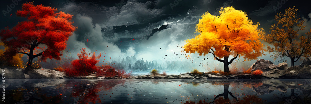 Autumn Abstract Panoramic Banner 43
