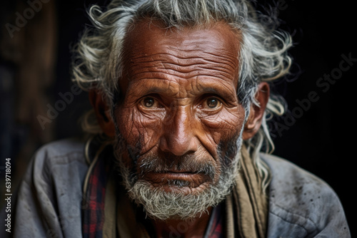 A Nepalese man is captured with his head thrown back in frustration yet against the unforgiving misery he wears a subtle look of perseverance knowing his longterm strategies will eventually