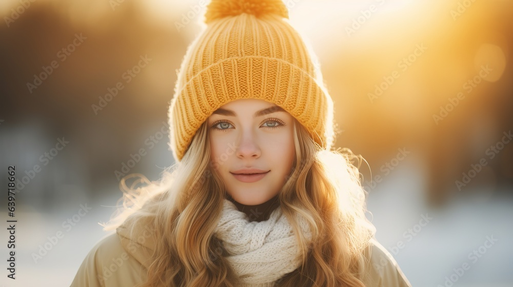 Close up Beautiful woman posing on a winter season Close up Beautiful woman posing on a winter season
