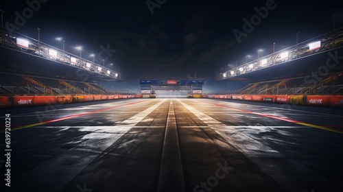 Photo of an illuminated race track at night, ready for action photo