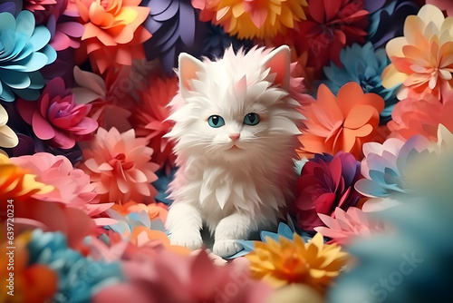cat with flowers