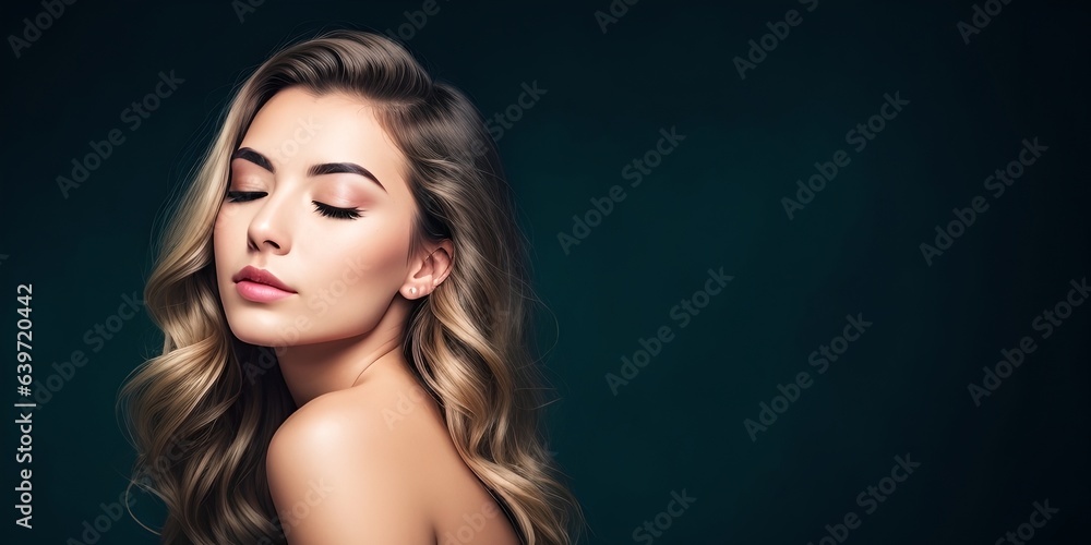 A young woman with beautiful hair, generative AI A young woman with beautiful hair, generative AI