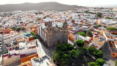 Aguimes cityscape with Parish church of San Sebastian, Gran Canaria, Spain photo