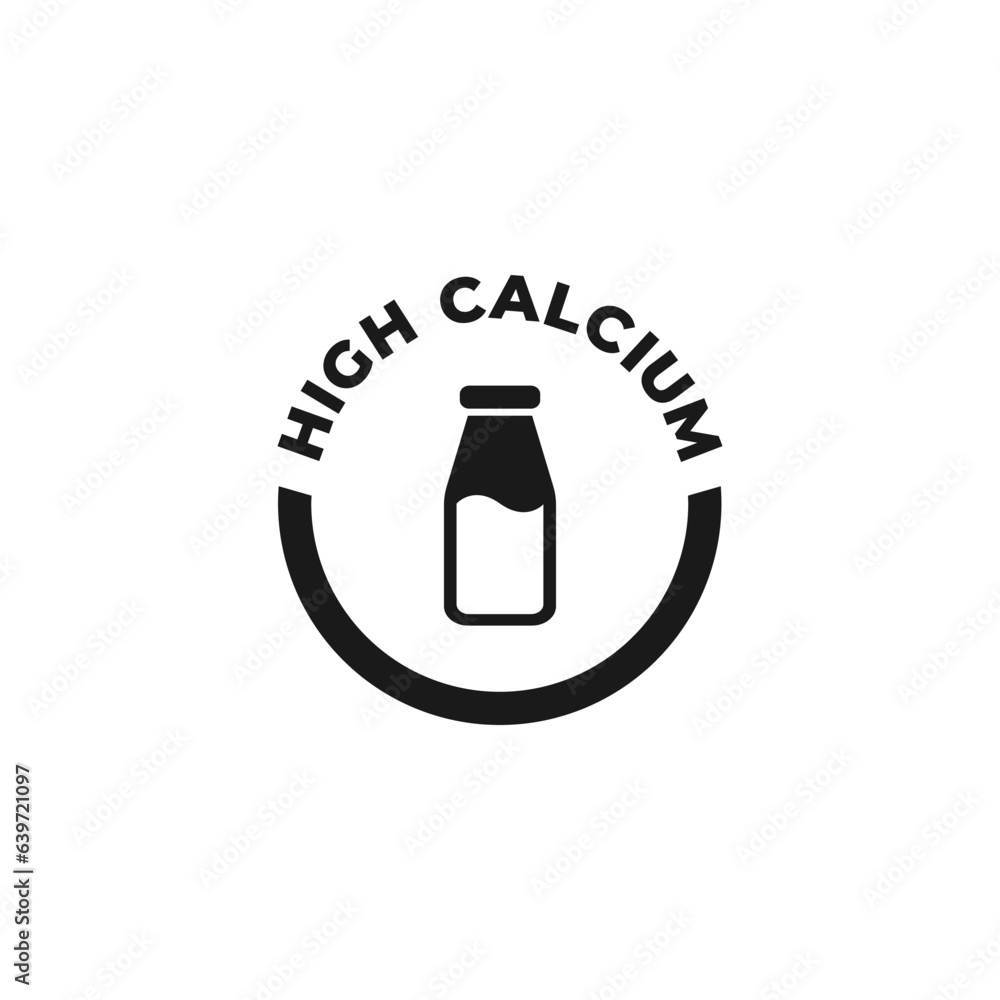High Calcium Icon or High Calcium Label Vector Isolated in Flat Style. High calcium icon for products containing whole milk. Suitable for high calcium mark on various products. High Calcium Icon or High Calcium Label Vector Isolated in Flat Style. High calcium icon for products containing whole milk. Suitable for high calcium mark on various products.