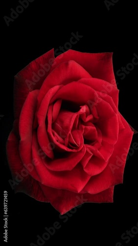 Red blooming rose close up. Vertical time lapse in 9:16 ratio. Smartphone and social media ready