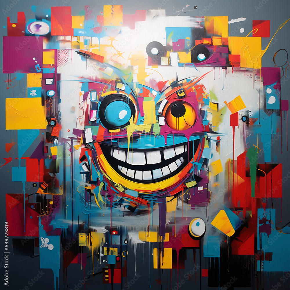 abstract smile. graffiti smile. Cubism. AI generation.. abstract smile. graffiti smile. Cubism. AI generation..