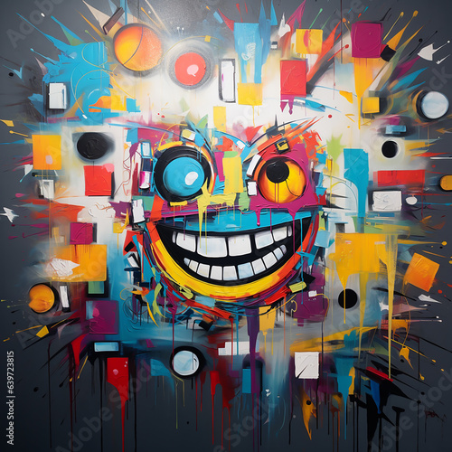 abstract smile. graffiti smile. Cubism. AI generation..