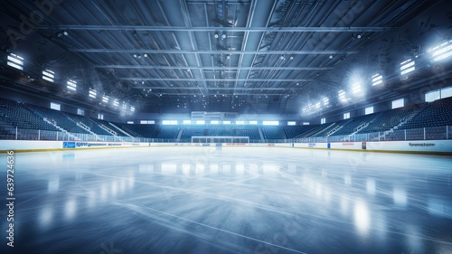 Ice hockey arena empty field created with Generative AI