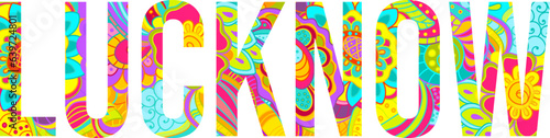 Colorful Lucknow doodle city name