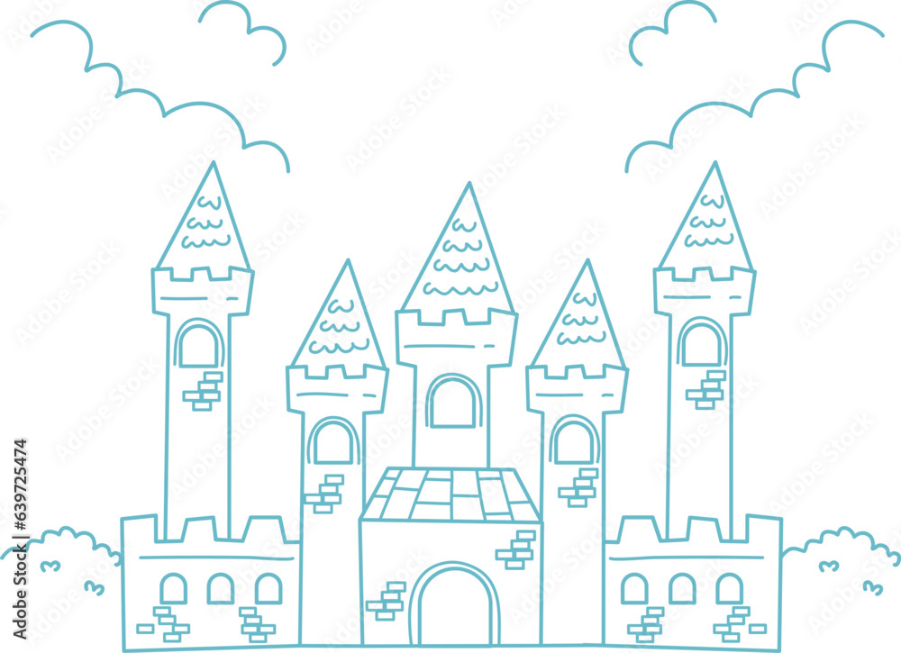 castle coloring page for kids