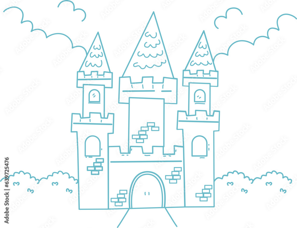 printable castle coloring page outline