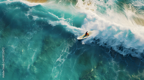 surfer riding a wave in the ocean with a surfboard Generative AI