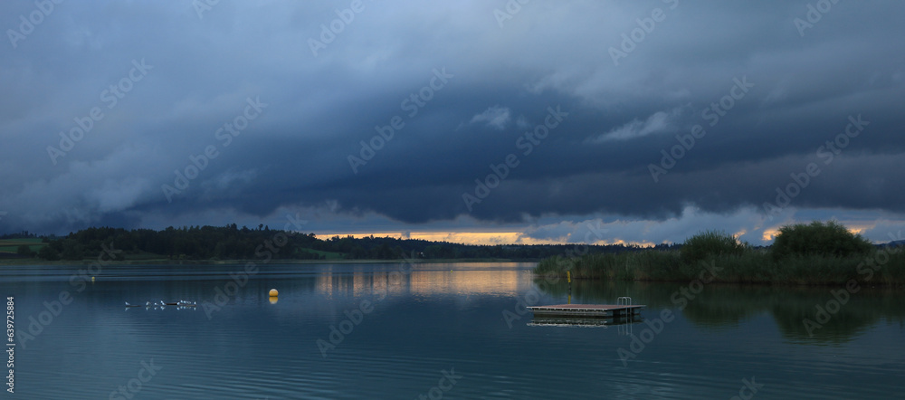 Dark clouds over Lake Pfaeffikon, Zurich.