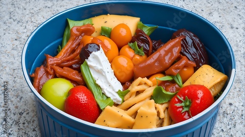 生ゴミ、ゴミ箱の期限切れの食品｜Out of date food in garbage bin. Generative AI photo