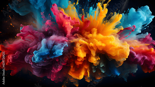 a close up of a colorful cloud of paint on a black background Generative AI