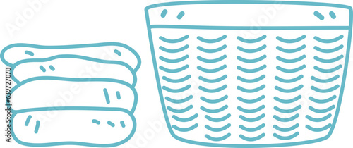 clothes in a laundry wooden basket icon