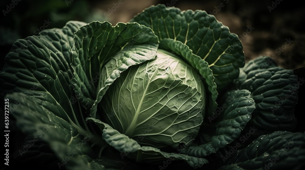 Fototapeta premium Cabbage on the background. Created with Generative AI technology.