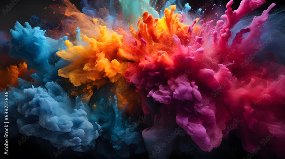 a close up of a colorful cloud of smoke in the air Generative AI
