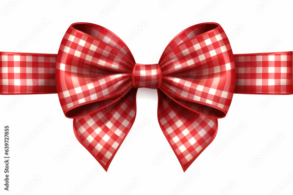 Beautiful bow made of red ribbon Generative AI. Beautiful bow made of red ribbon Generative AI.