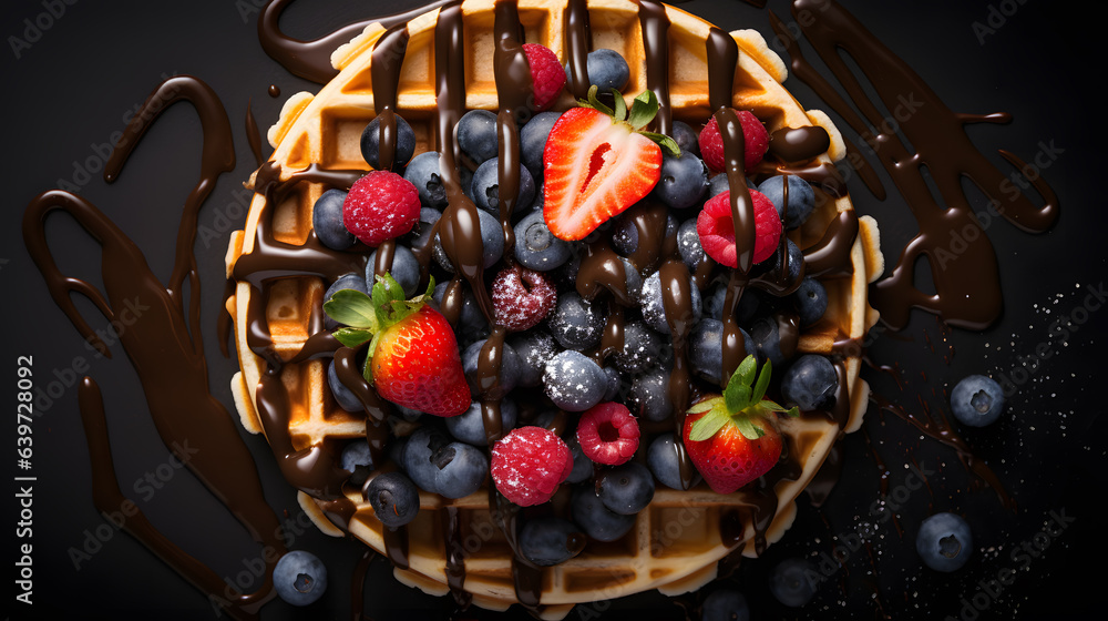 araffe waffle with strawberries Generative AI araffe waffle with strawberries Generative AI