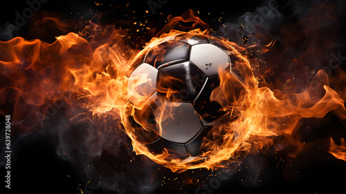 araffe ball in fire with black background and white background Generative AI © GestureShot