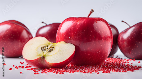 apples with a bite taken out of one of them and sprinkled with red sugar Generative AI
