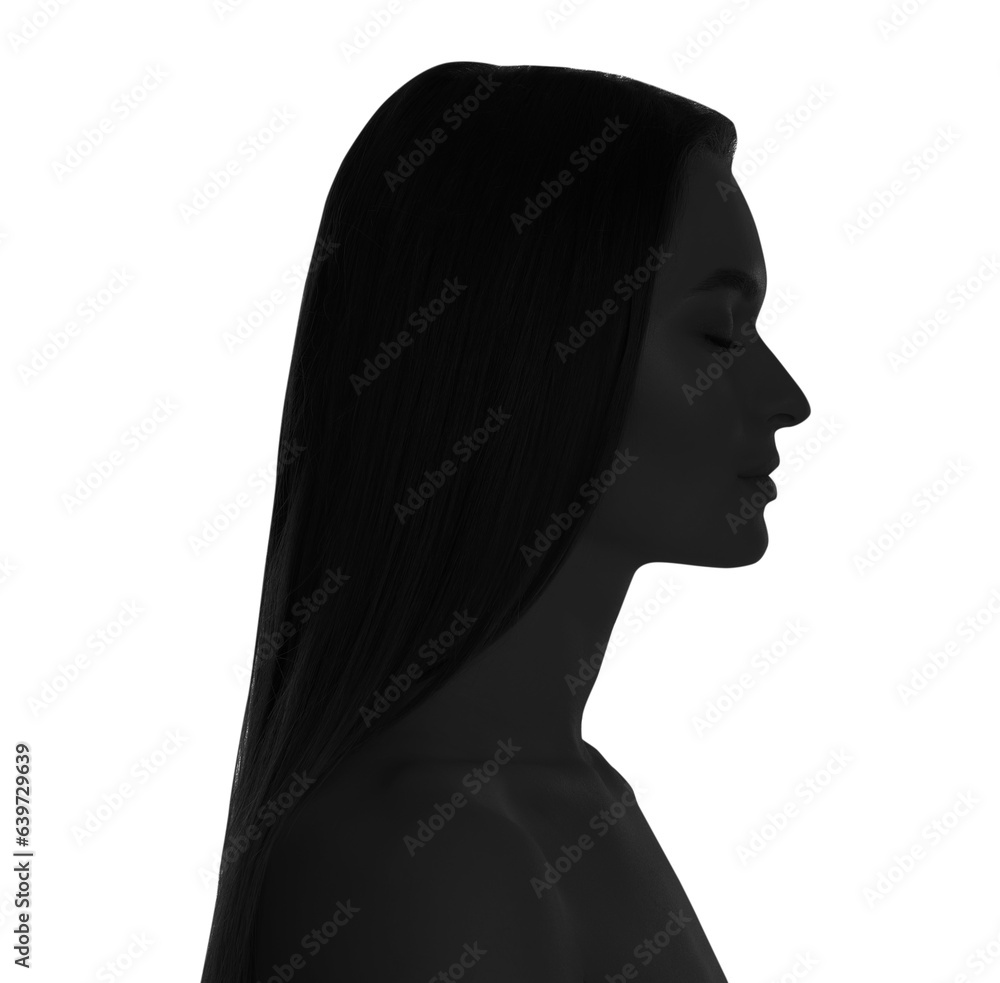 Silhouette of woman isolated on white, profile portrait Silhouette of woman isolated on white, profile portrait