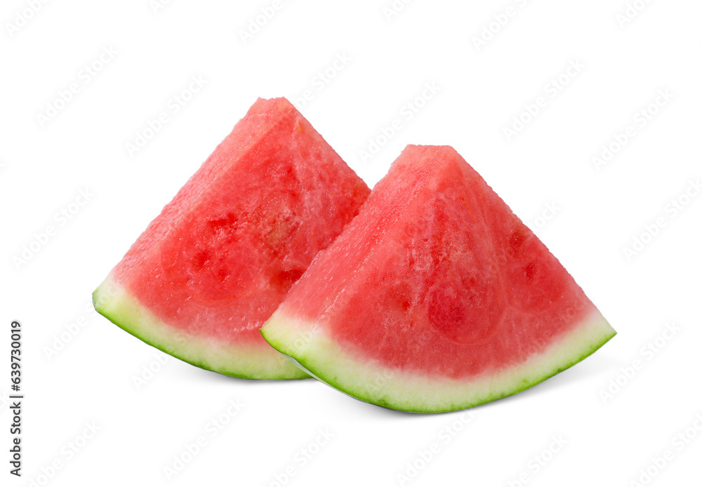 Pieces of juicy ripe watermelon on white background Pieces of juicy ripe watermelon on white background
