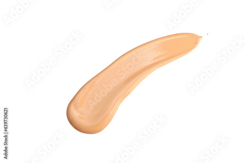 Make up smear foundation smudge texture on a white background with clipping path. Make up foundation abstract composition smudge texture background.