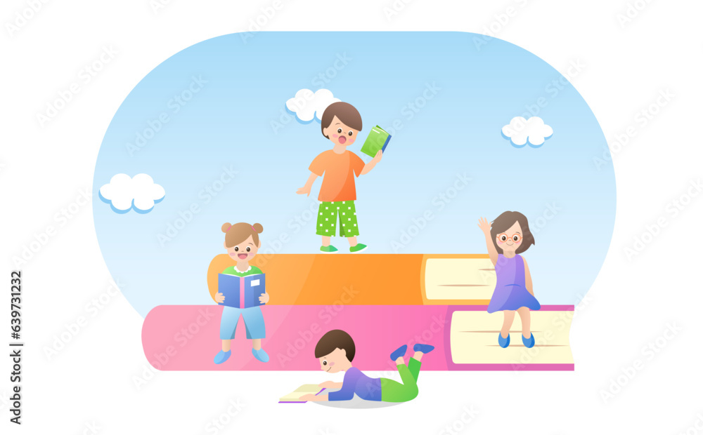 子供が本を読むイラスト 子供が本を読むイラスト