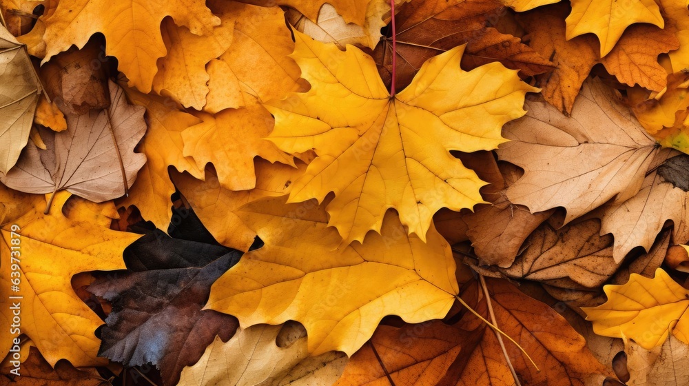 closeup background of autumnal leaves for web banner