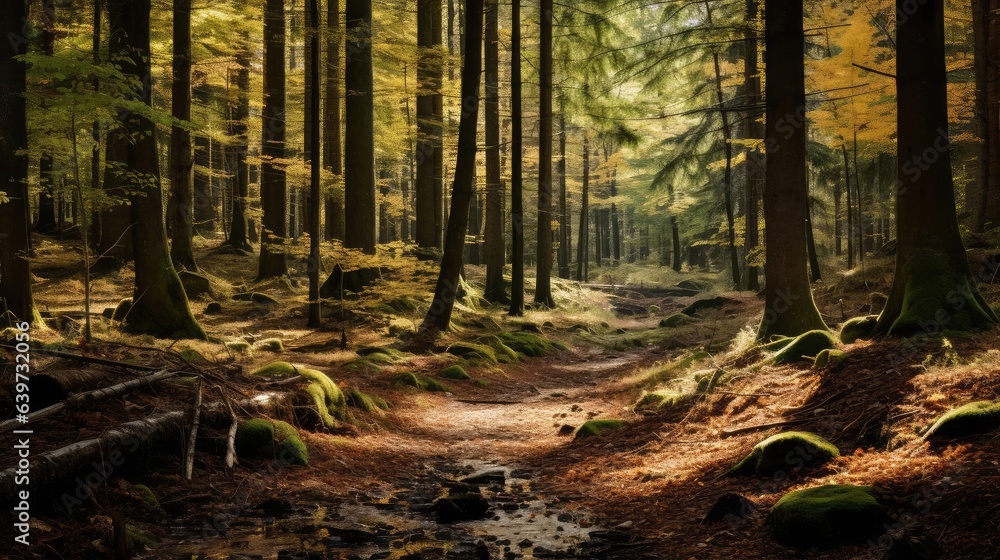 Fototapeta premium dense forest in autumn