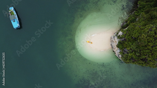 Tropical beach at Lan Ha Bay Vietnam aerial photo