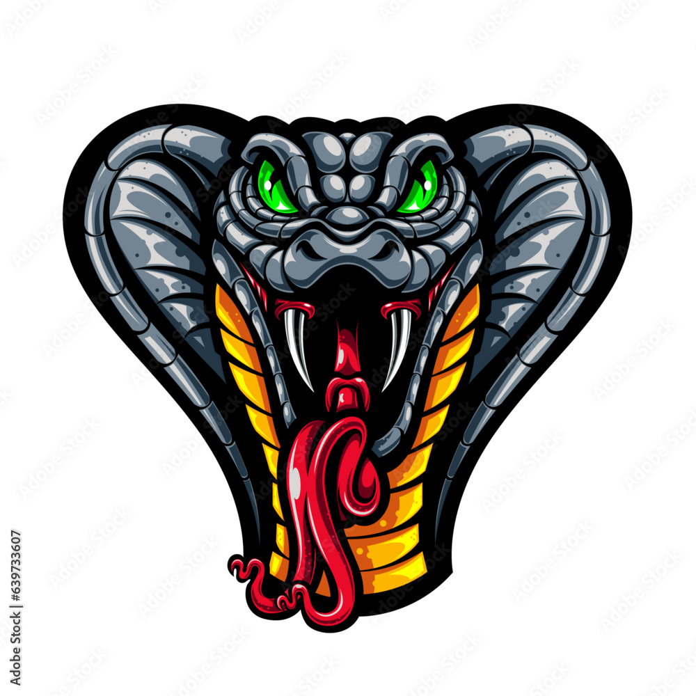 Obraz premium cobra head gray and red mascot vector 