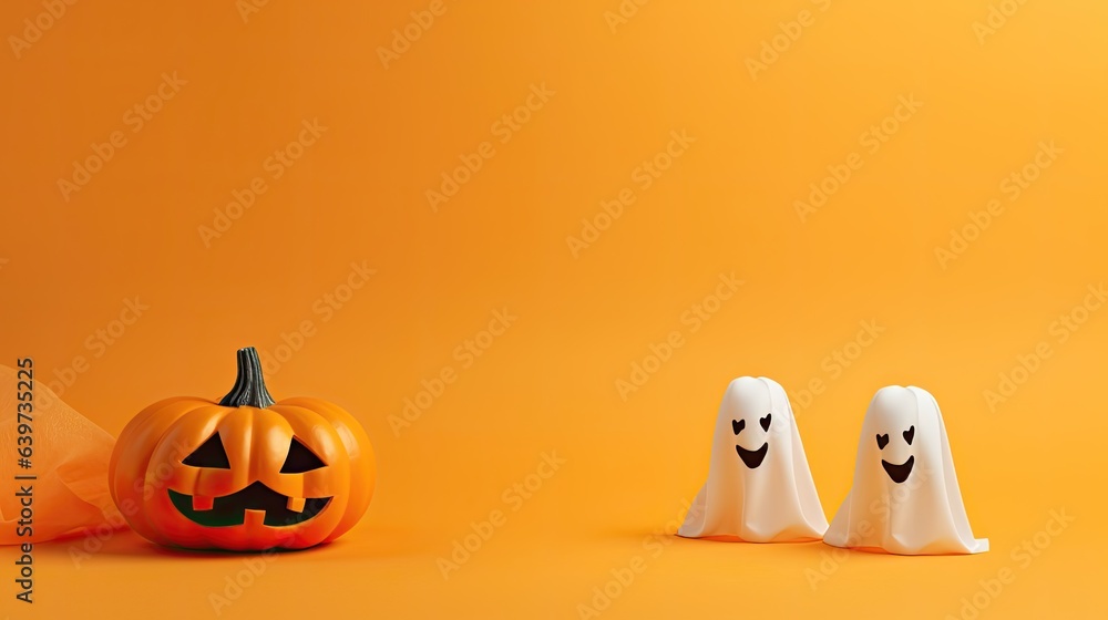 halloween background with pumpkins and with orange background and space for text halloween background with pumpkins and with orange background and space for text