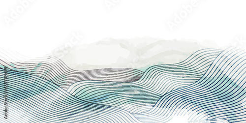 波 和柄 年賀状 背景