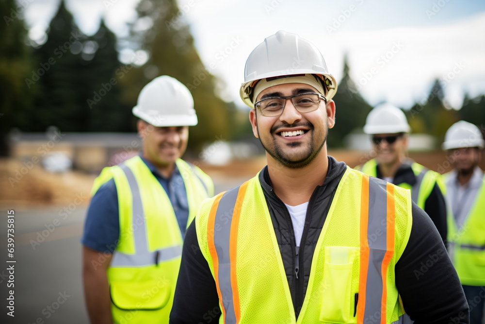 group of cheerful professional construction manager and workers group of cheerful professional construction manager and workers