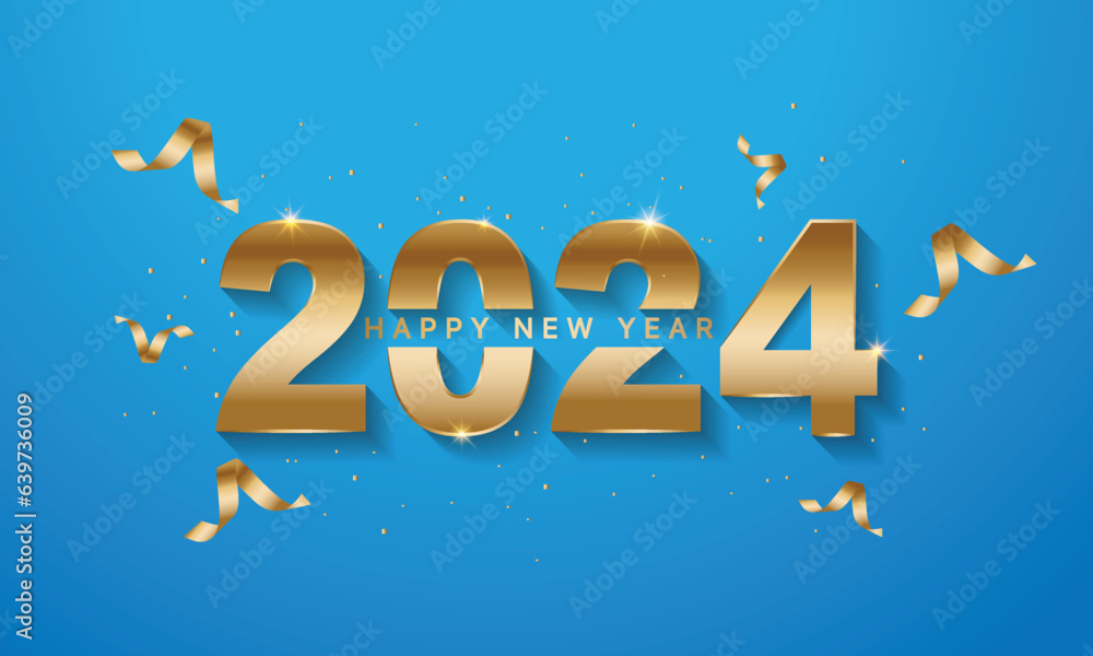 Fototapeta premium 2024 Happy New Year Background Design. Greeting Card, Banner, Poster. Vector Illustration.