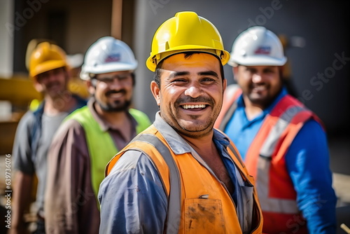 group of cheerful professional construction manager and workers