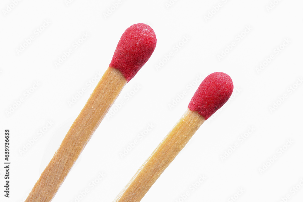 Close up of new matchsticks isolated on white background. match on white background Close up of new matchsticks isolated on white background. match on white background