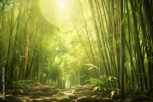 Beautiful bamboo forest minimal rendering background