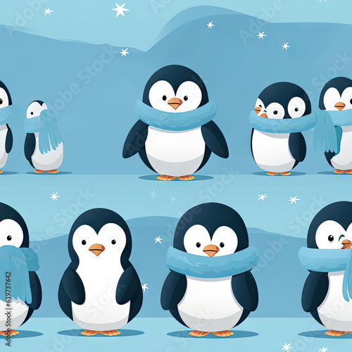 seamless Cartoon character of penguin