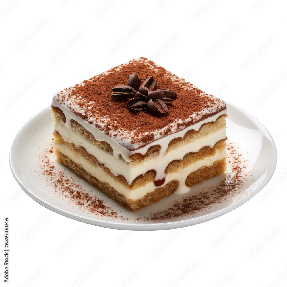 Tiramisu, Italian dessert on isolated background Tiramisu, Italian dessert on isolated background