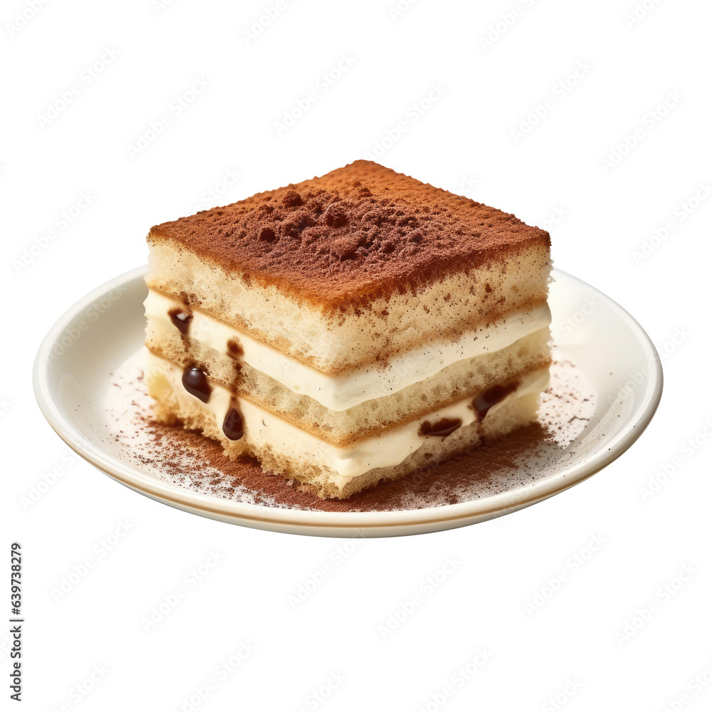 Tiramisu, Italian dessert on isolated background Tiramisu, Italian dessert on isolated background