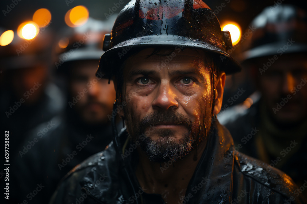 Fototapeta premium Portrait of a coal miner in a coal mine