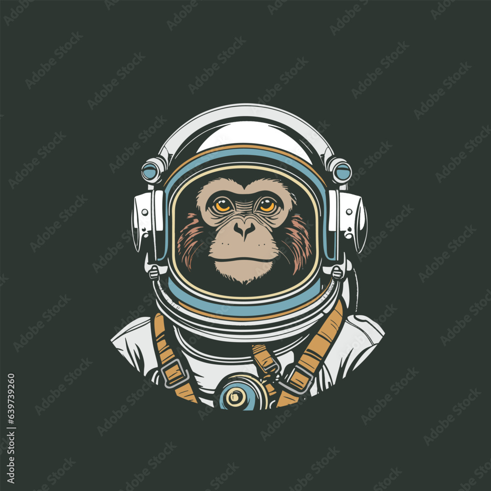 Naklejka premium monkey astronaut vector illustration for poster tshirt