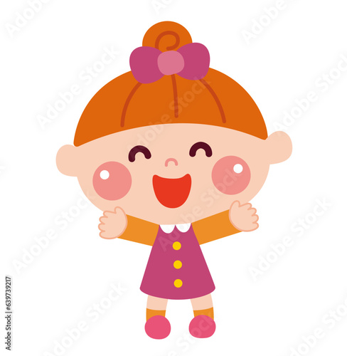 万歳をする女の子のイラスト